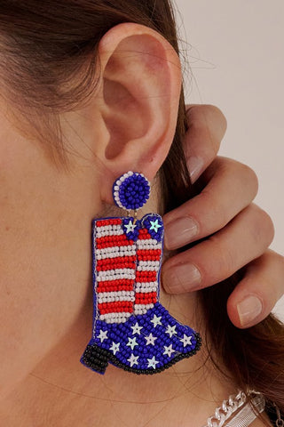 Red white and blue BOOT Earrings