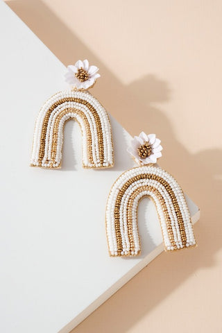White and Gold Rainbow Earrings