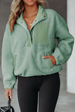 Half Button Pocketed Fleece Pullover Sweatshirt