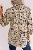 Leopard Frilled Neck Ruffled Blouse