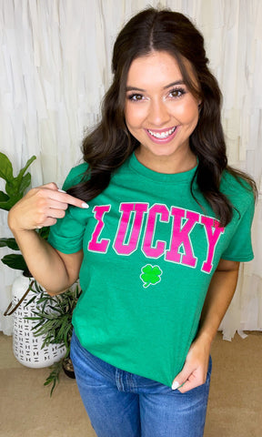 LUCKY Green with pink shirt