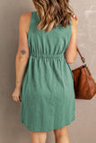 Green Sleeveless button front dress